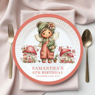Hübsche Fee 8. Geburtstag Rosa Blumen Papier Telle Pappteller