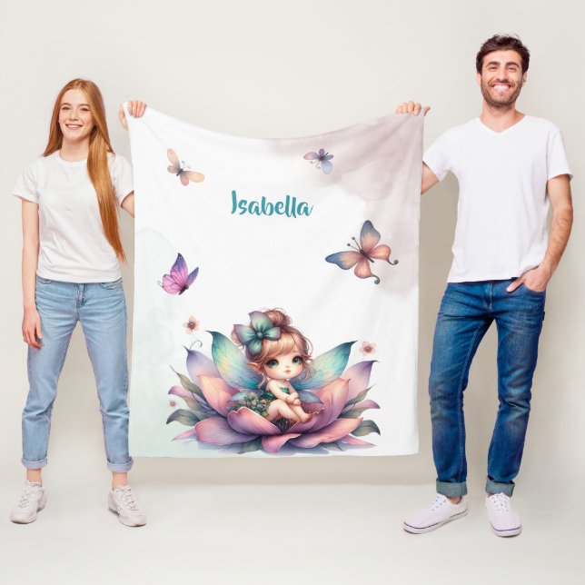Hübsche Fee sitzt in einer Blume Fleecedecke (Beispiel)