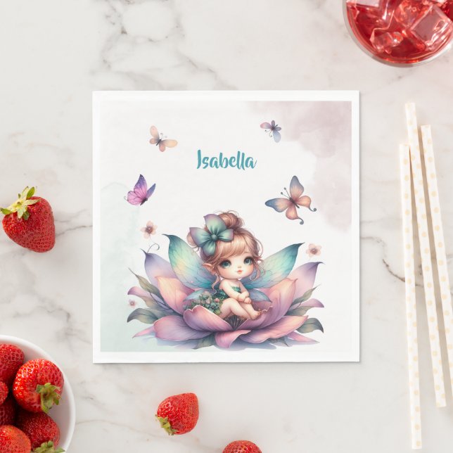 Hübsche Fee sitzt in einer Blume Serviette (Beispiel)