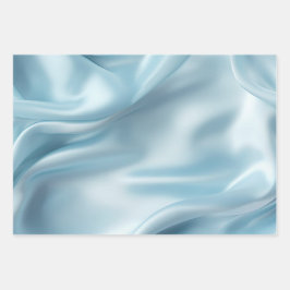 Hübsche Feminine Light Blue Imitats Satin Geschenkpapier Set