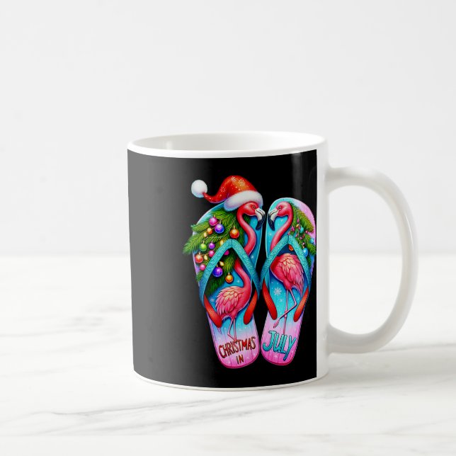 Hübsche Flamingo Flip Flops Tropischer Sommer Weih Kaffeetasse (Rechts)