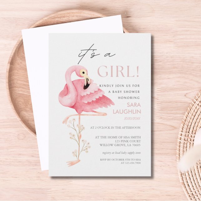 Hübsche Flamingo Kinderdusche Einladung (Flamingo Baby Shower Invitation)