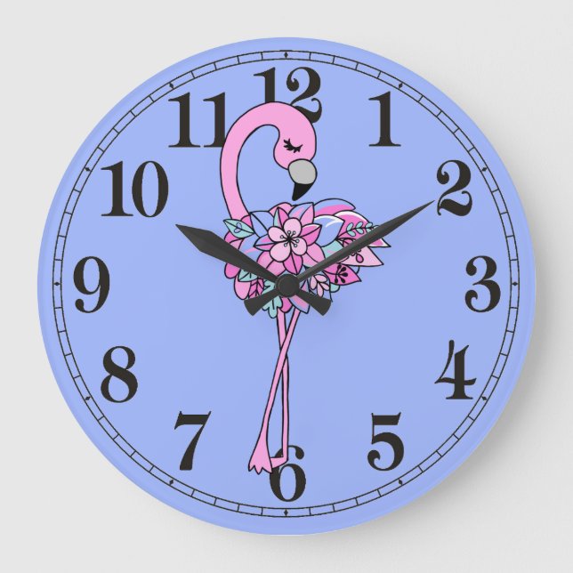 Hübsche Flamingo-Runde (große Wall-Uhr) Große Wanduhr (Vorderseite)
