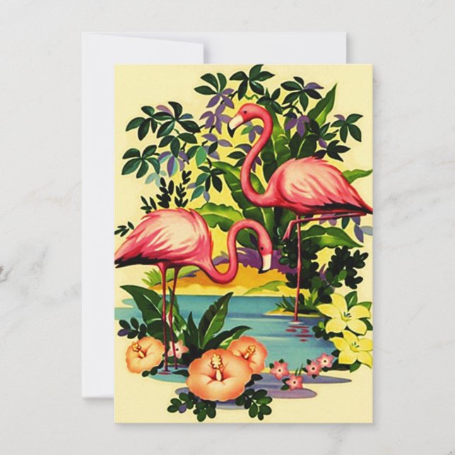 Hübsche Flamingos Pool-Party Einladungen (Vorderseite)