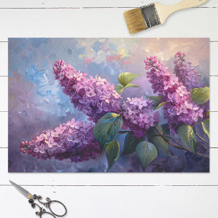 Hübsche Fliederblüten Ölmalerei Decoupage Seidenpapier