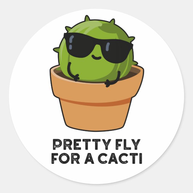 Hübsche Fliege für einen Cacti Funny Cactus Pub Runder Aufkleber (Vorderseite)