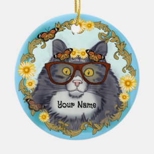 Hübsche Floof-Katze Keramik Ornament