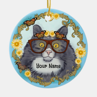 Hübsche Floof-Katze Keramik Ornament
