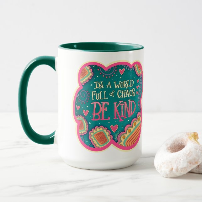 Hübsche floral be nette Inspirivity Coffee Tasse (Mit Donut)