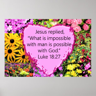 HÜBSCHE FLORAL LUKE 18:27 SCRIPTURE POSTER