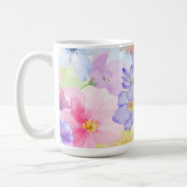 Hübsche florale Aquarelle Kaffeetasse (Links)