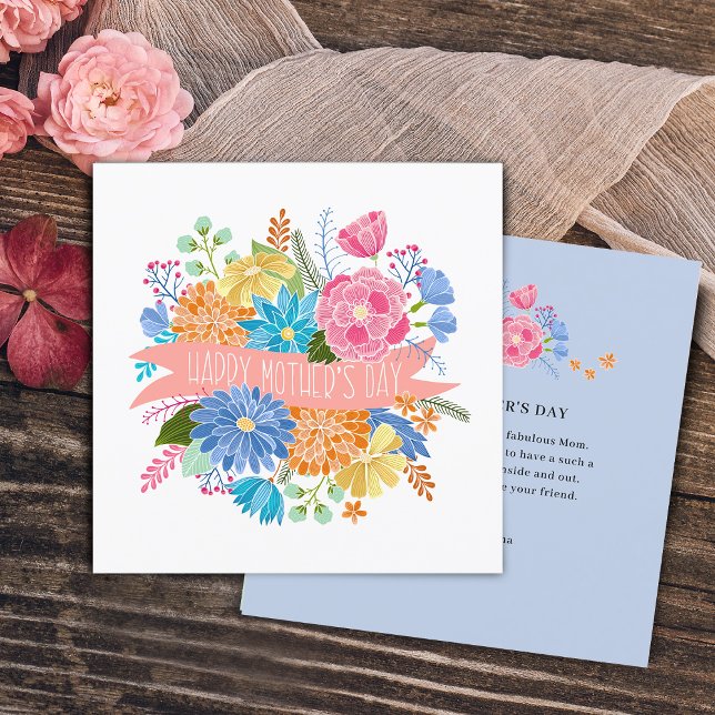 Hübsche florale Blume Bouquet Muttertag Feiertagskarte (Pretty Floral Flower Bouquet Mother's Day Holiday Card)