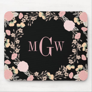 Hübsche florale botanische Monogramm-Mauspad Mousepad