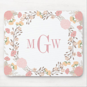 Hübsche florale botanische Monogramm-Mauspad Mousepad