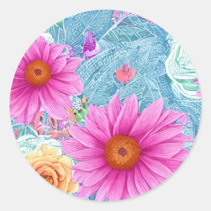 Hübsche florale Dekorationskleber Runder Aufkleber