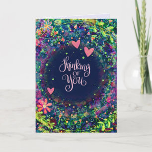 Hübsche florale "Denken an Dich"-Herz lila elegant Karte
