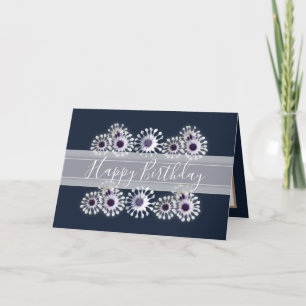 Hübsche florale Elegant Daisy Blume Navy Geburtsta Karte