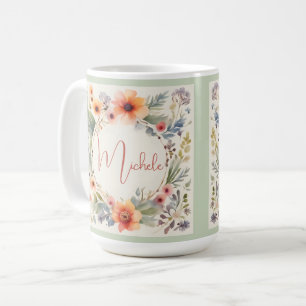 Hübsche florale Farbmonogramm Kaffeetasse