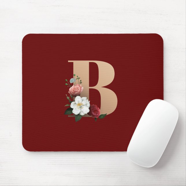 Hübsche florale Monogramm B, Mousepad (Mit Mouse)
