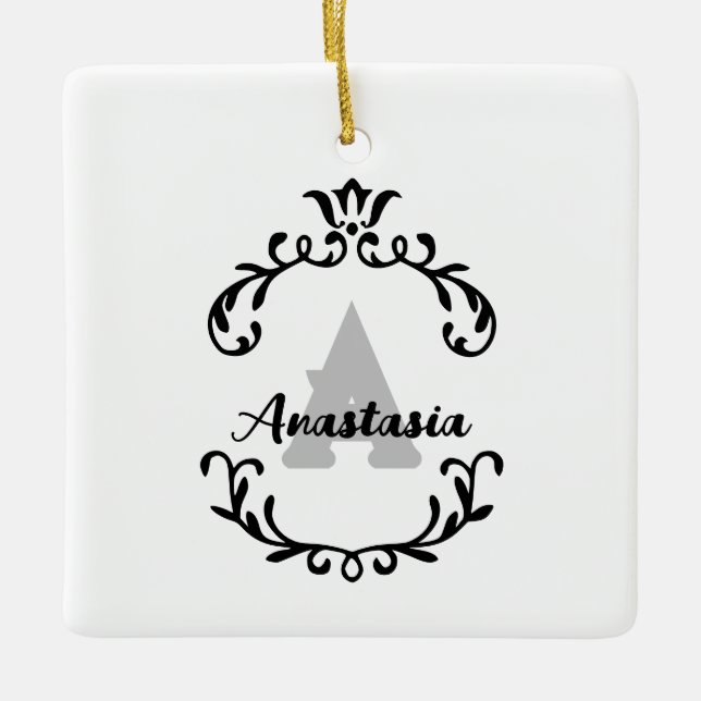 Hübsche florale Monogramm/Name Keramikornament (Vorderseite)