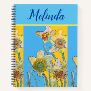 Hübsche florale Pastell-Daffodil-Blumen-Wasserfarb Notizbuch