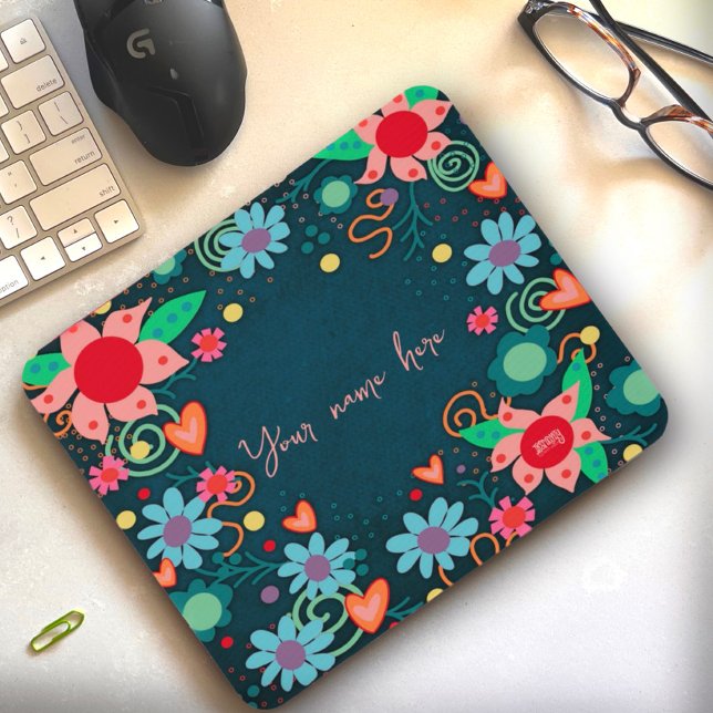 Hübsche florale Personalisierte Inspirivity Mousep Mousepad (Von Creator hochgeladen)