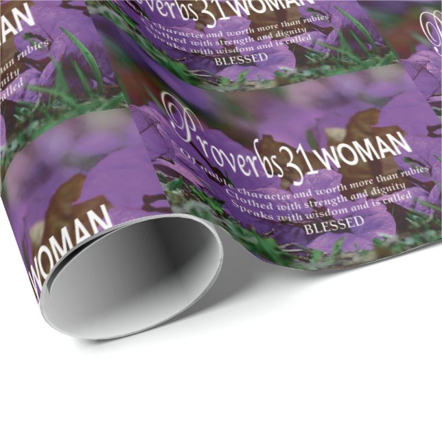 Hübsche florale PROVERBS 31 Geschenkpapier (Rolleneckpunkt)