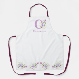 Hübsche florale Schürze mit Wearer's Initial & Nam