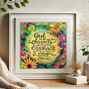 Hübsche florale Serenity Gebet Gelbe Inspiritivitä Poster