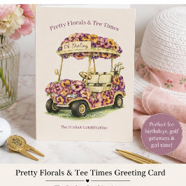 Hübsche Florals & Tee Times Golf Grußkarte Karte