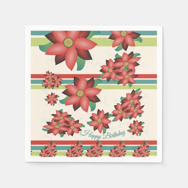 Hübsche, flower Napkins in Barrennen Serviette (Vorderseite)