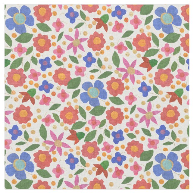 Hübsche Folk Art Blumengestelle nach Maß Stoff (Nahaufnahme)