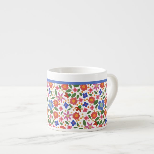 Hübsche Folklore Art Floral auf der Tasse White Es (Vorderseite Rechts)
