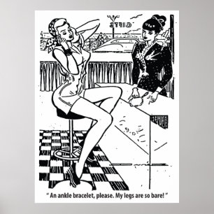 Hübsche Frau im Laden, Humor, Vintage Poster