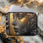 Hübsche Frau in Gold Ethereal Laptopschutzhülle<br><div class="desc">Ai art zeigt eine wunderschöne Frau mit goldenen Blume im Haar und einem mystischen ätherischen Aussehen.</div>