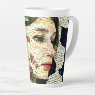Hübsche Frau Kunstcollage   Milchtasse