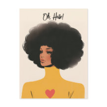 Hübsche Frau mit Afro und Herzkraut
