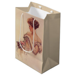 Hübsche Frau mit einem Kitten (von Harrison Fisher Mittlere Geschenktüte