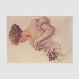 Hübsche Frau mit einem Kitten (von Harrison Fisher Seidenpapier