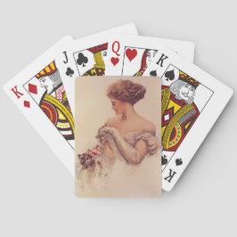 Hübsche Frau mit einem Kitten (von Harrison Fisher Spielkarten