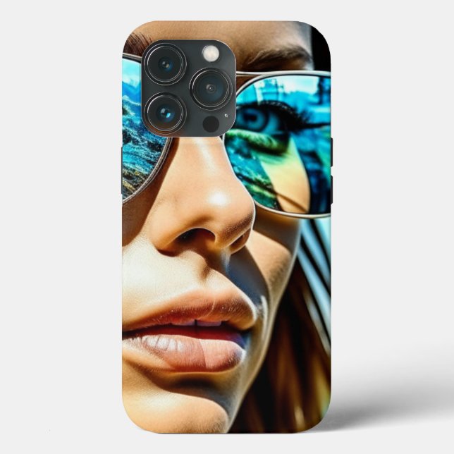 Hübsche Frau mit Reflektion der Sonnenbrille Case-Mate iPhone Hülle (Rückseite)