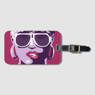 Hübsche Frau mit rosa Lippenstift Gepäckanhänger