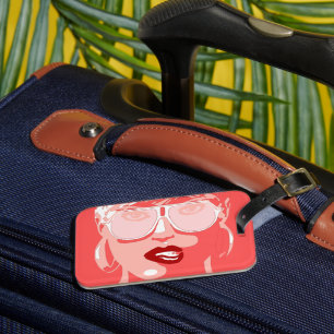 Hübsche Frau mit roten Lippen Gepäckanhänger