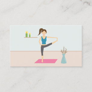 Hübsche Frau praktiziert Yoga in einem stilvollen  Visitenkarte