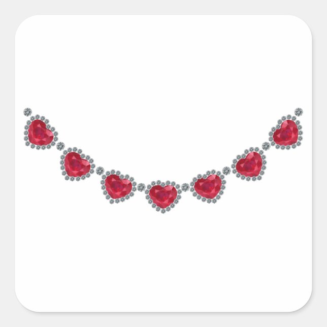 Hübsche Frau Ruby Necklace Quadratischer Aufkleber (Vorderseite)