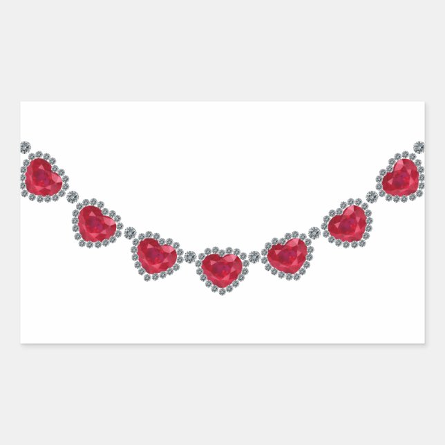 Hübsche Frau Ruby Necklace Rechteckiger Aufkleber (Vorderseite)
