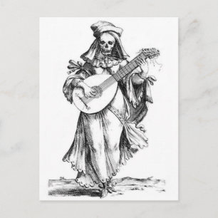 hübsche Frau Skelett Songstress Postkarte