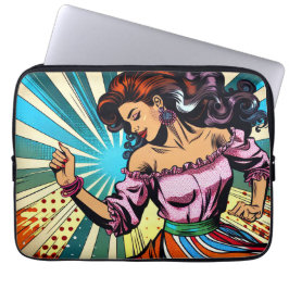 Hübsche Frauentänzerin Salsa Pop Art Laptopschutzhülle