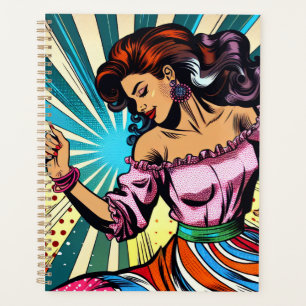 Hübsche Frauentänzerin Salsa Pop Art Planer