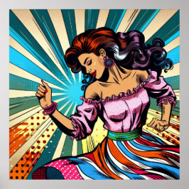 Hübsche Frauentänzerin Salsa Pop Art Poster